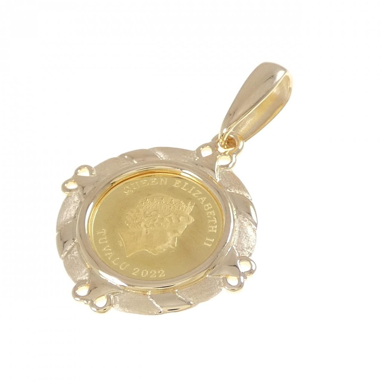 K18YG (frame) coin pendant