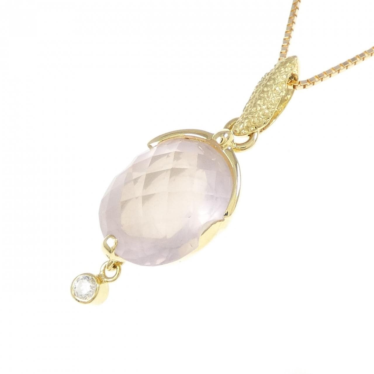 K18YG ローズクオーツ ネックレス 3.46CT