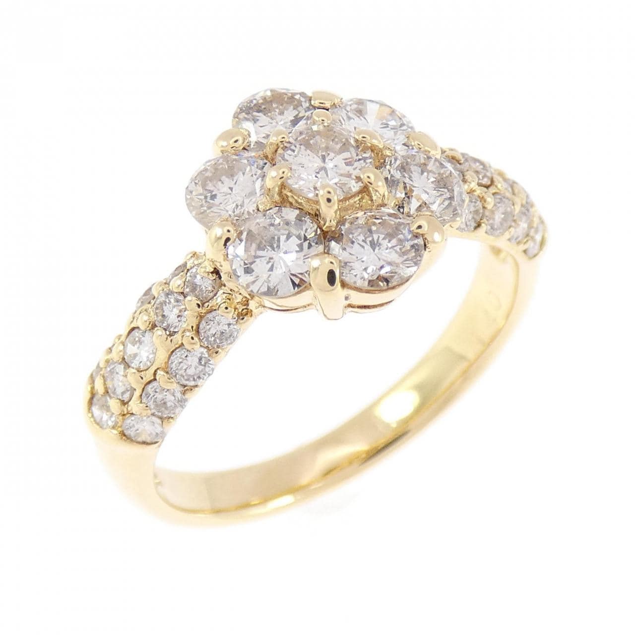 K18YG フラワー ダイヤモンド リング 1.40CT