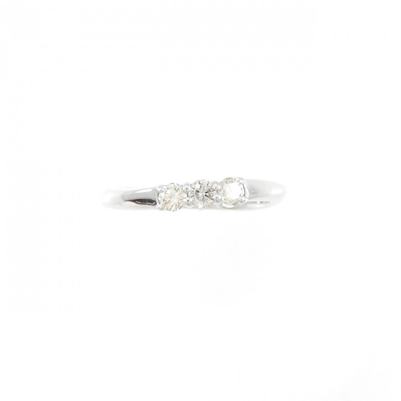 K18WG Three Stone Diamond Pinky Ring 0.12CT