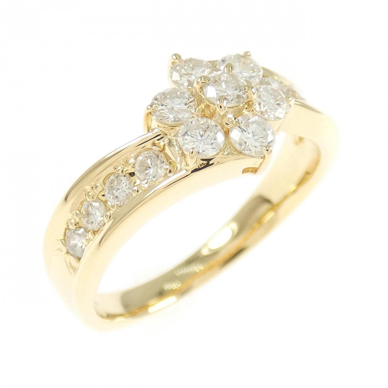 K18YG フラワー ダイヤモンド リング 0.55CT
