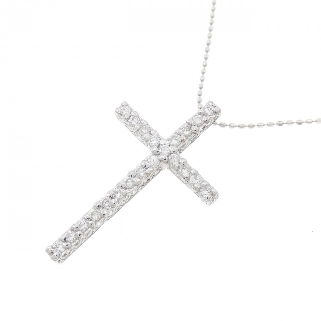 K18WG クロス ダイヤモンド ネックレス 1.00CT