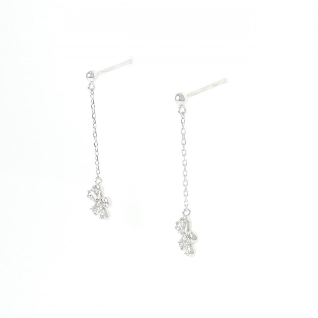 K18WG フラワー ダイヤモンド ピアス 0.12CT