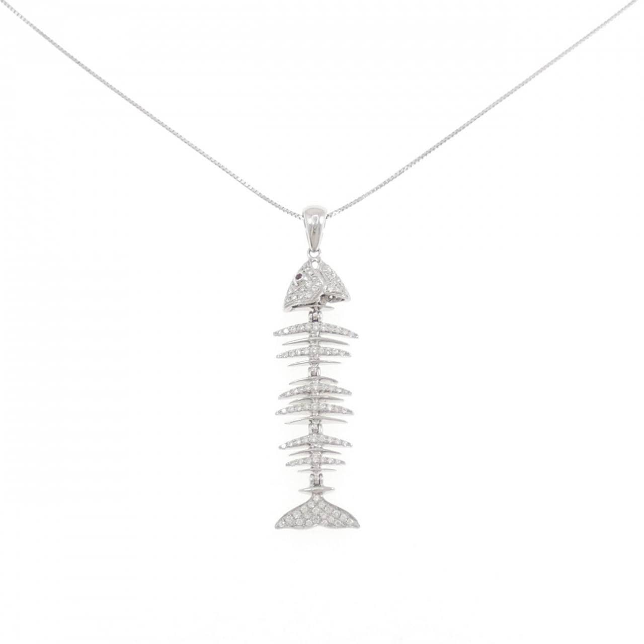 18KWG/K18WG フィッシュ ガーネット ネックレス 0.018CT