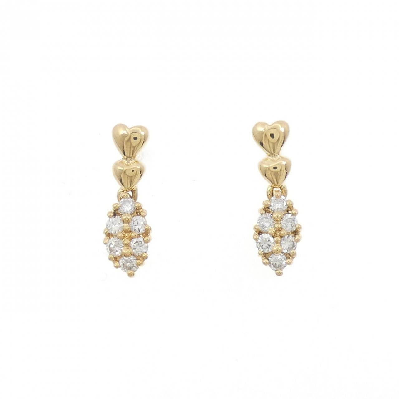 K18YG ハート ダイヤモンド ピアス