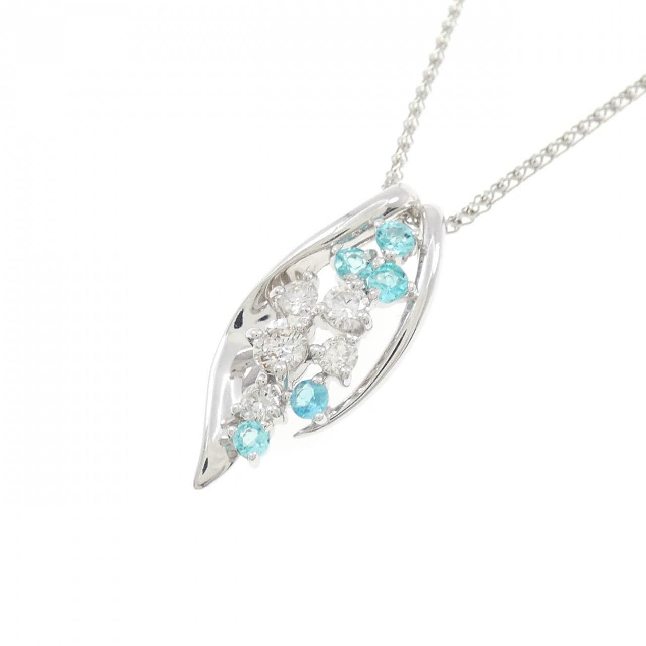 K18WG/PT850 Paraiba Tourmaline necklace 0.23CT