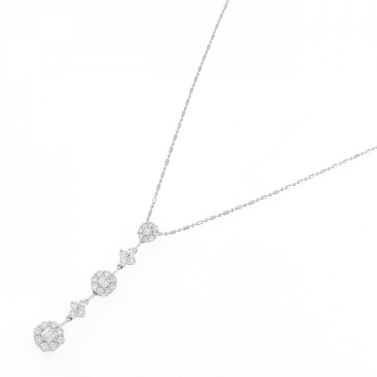 K18WG Flower Diamond Necklace 0.82CT