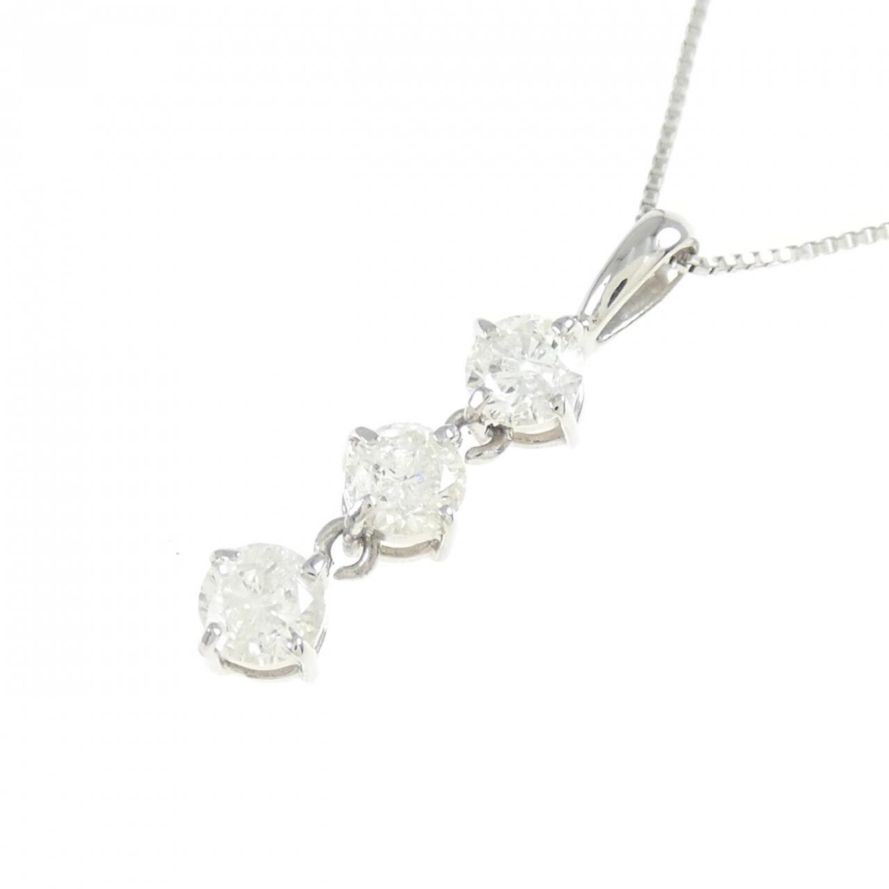 PT900/PT850 スリーストーン ダイヤモンド ネックレス 0.5CT