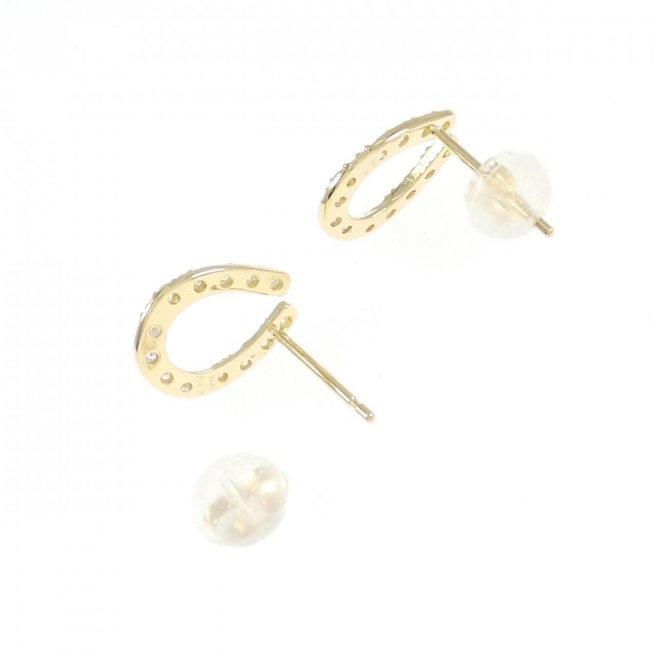 【リメイク】K18YG ホースシュー ダイヤモンド ピアス 0.20CT