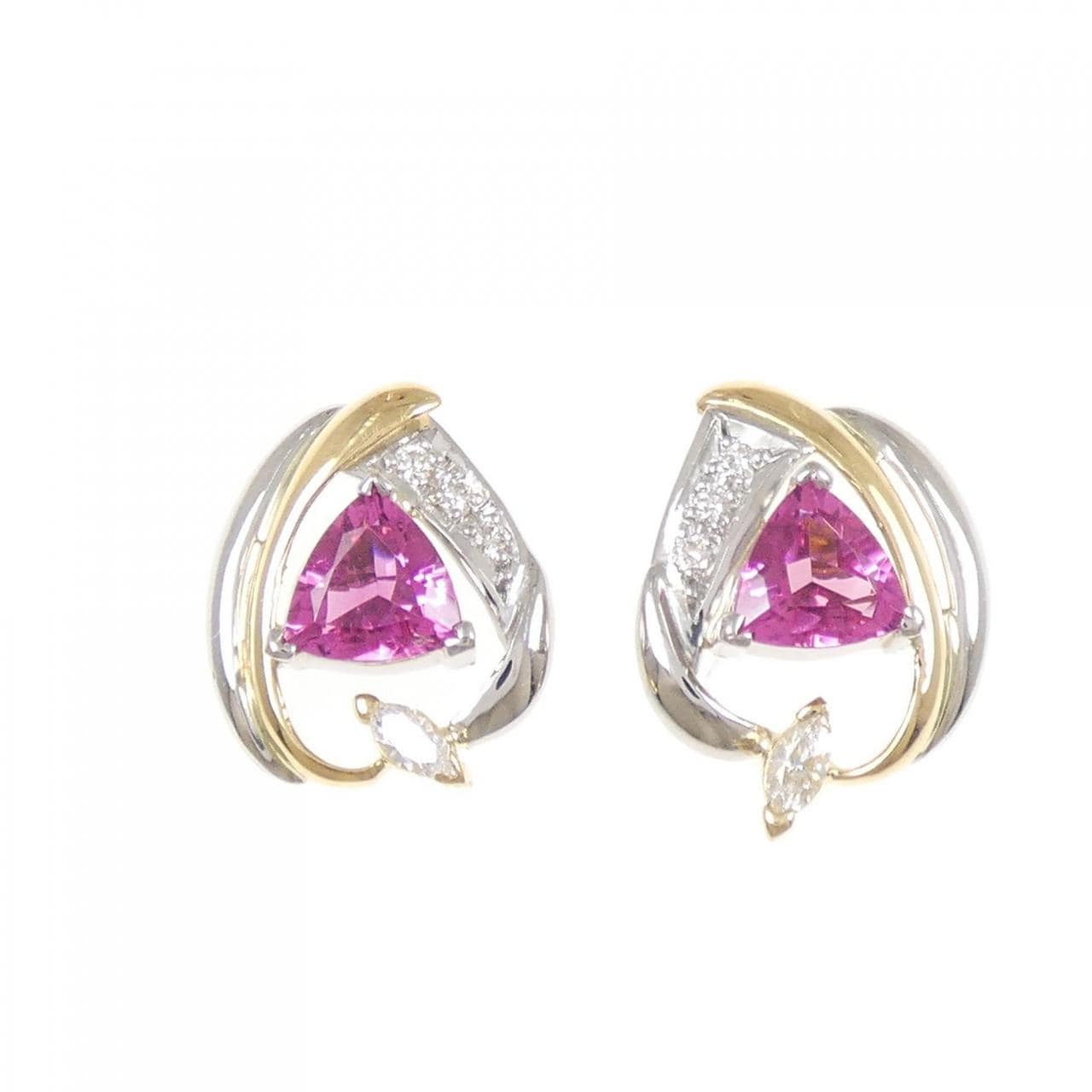 K18YG/PT トルマリン ピアス 1.20CT