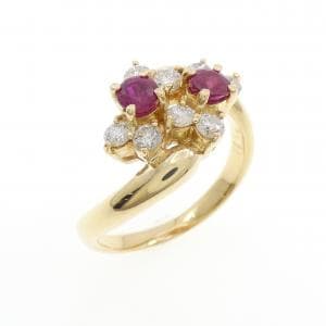 K18YG ルビー リング 0.48CT