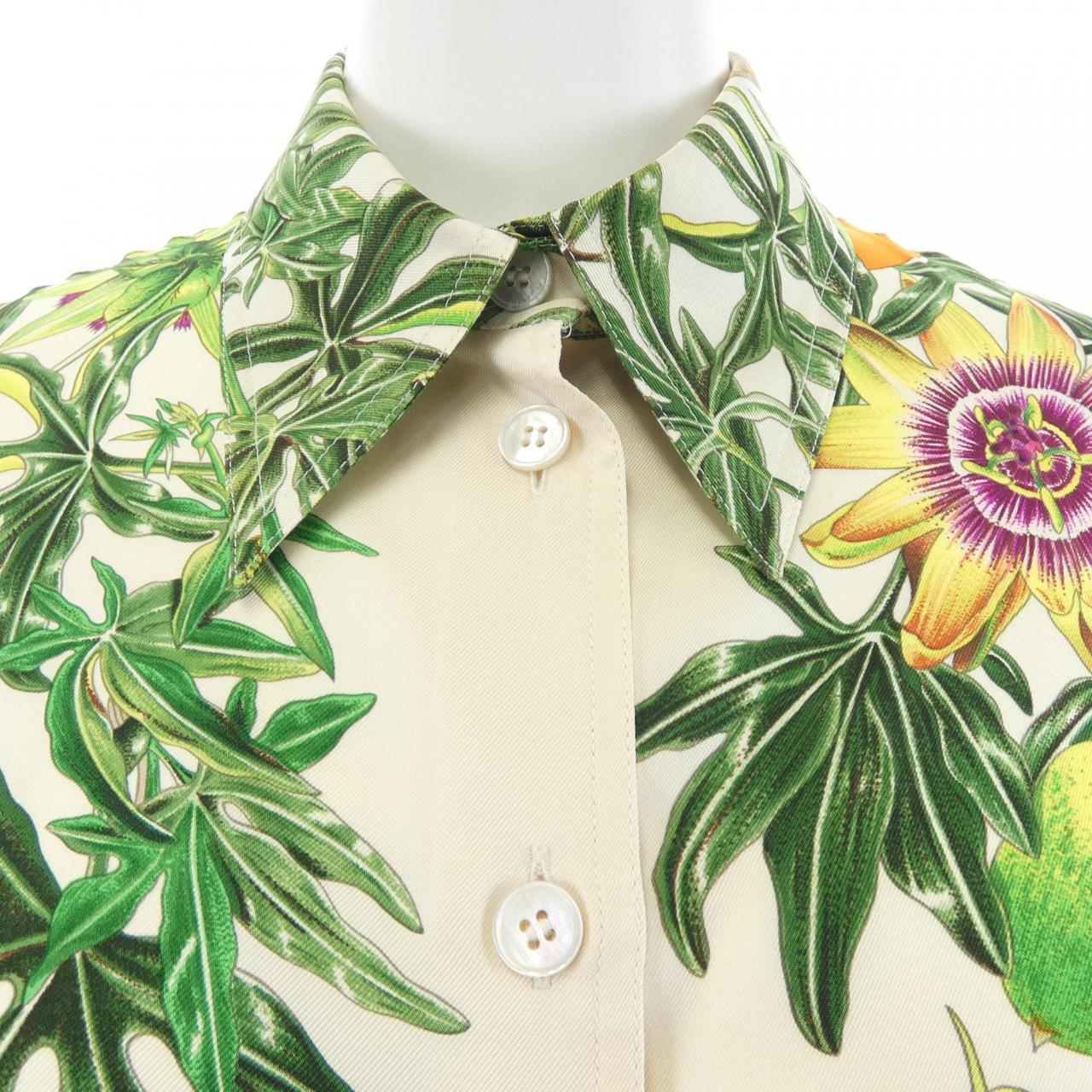 エルメス HERMES PASSIFLORES ツイルレーヌ. シャツ