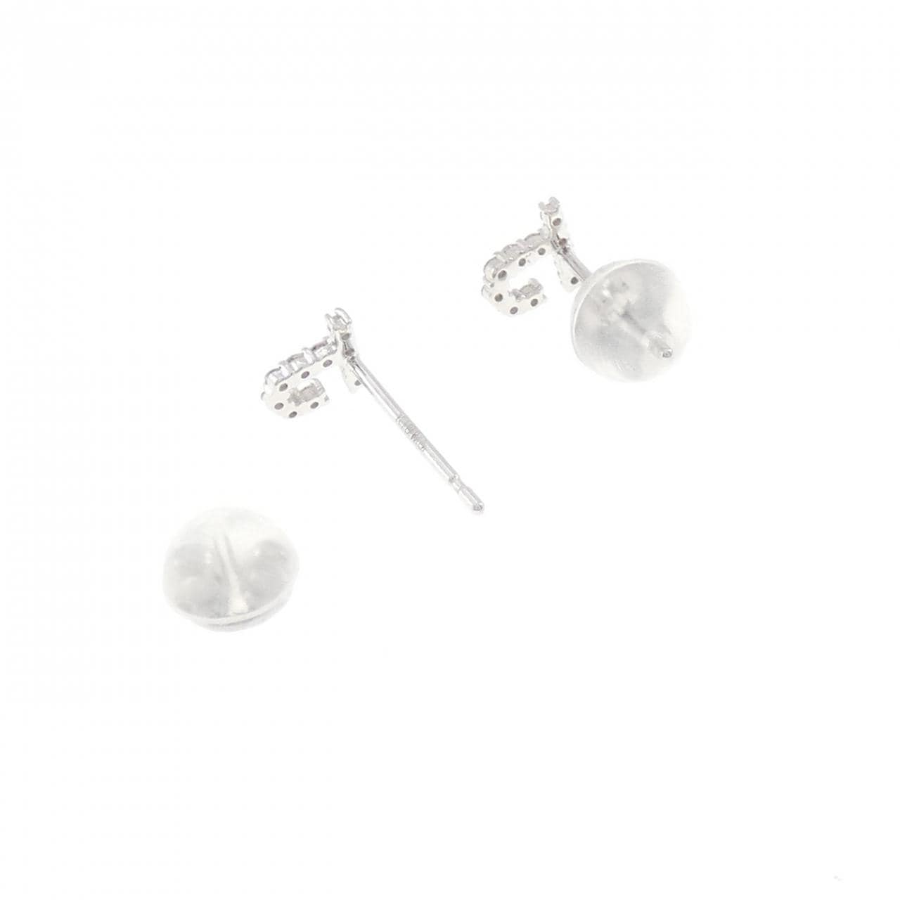 K10WG イニシャルJ ダイヤモンド ピアス 0.08CT