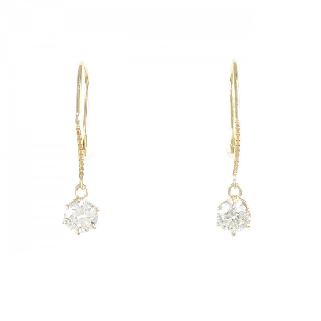 K18YG ダイヤモンド ピアス 0.339CT 0.355CT F-I SI1 VG-GOOD