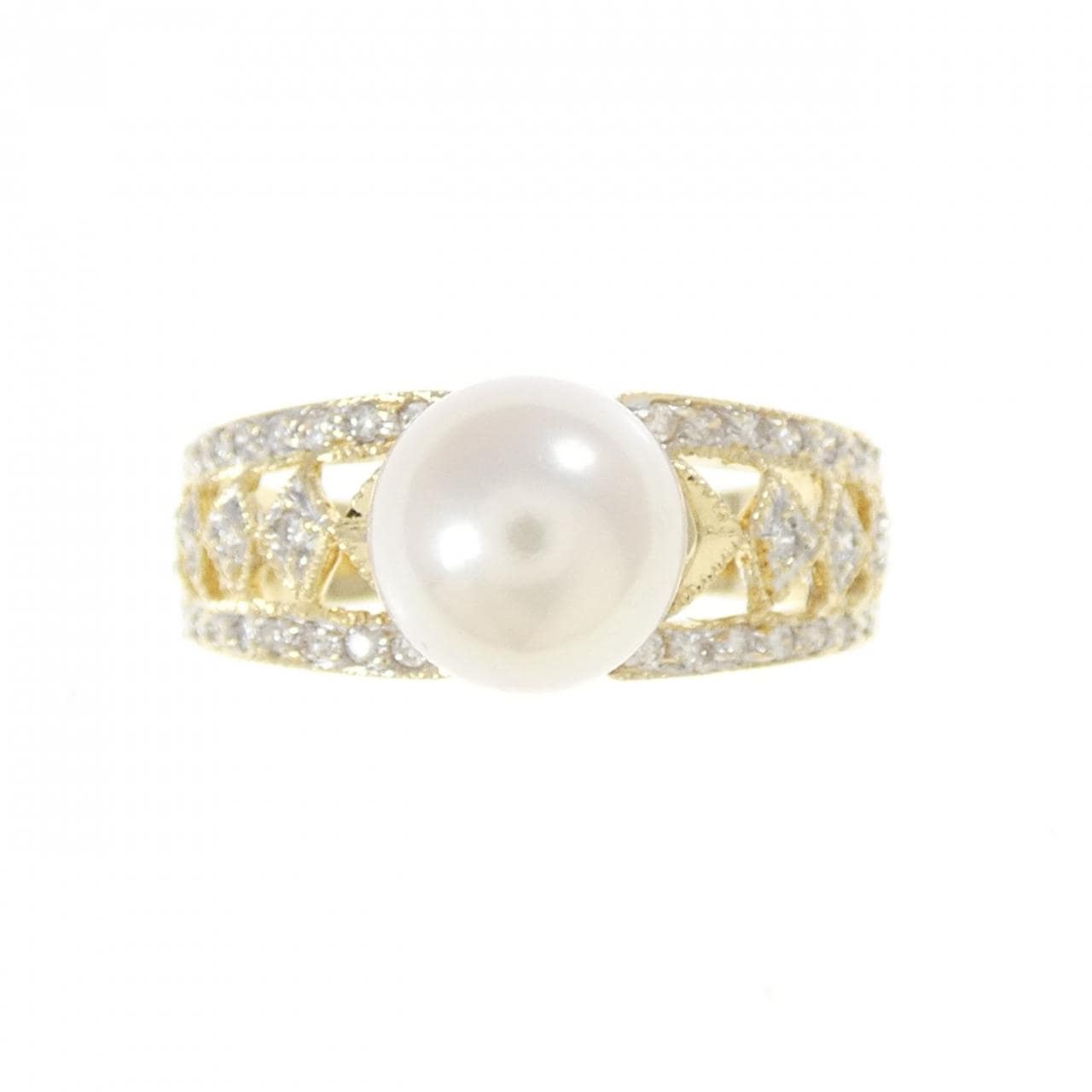 K18YG/K18WG アコヤパール リング 7.6mm