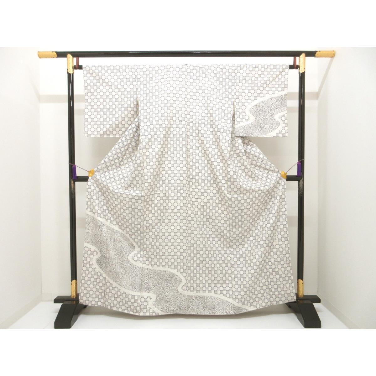 訪問着　紬織　柿渋染　ぜんまい入り