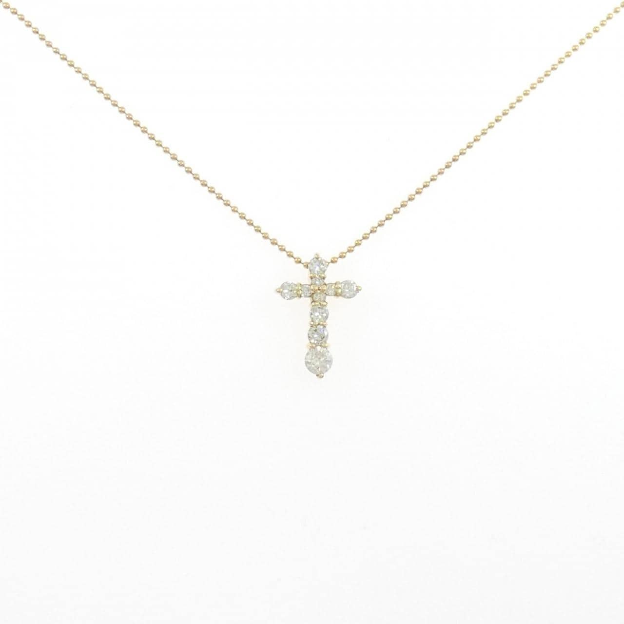K18YG クロス ダイヤモンド ネックレス 0.51CT