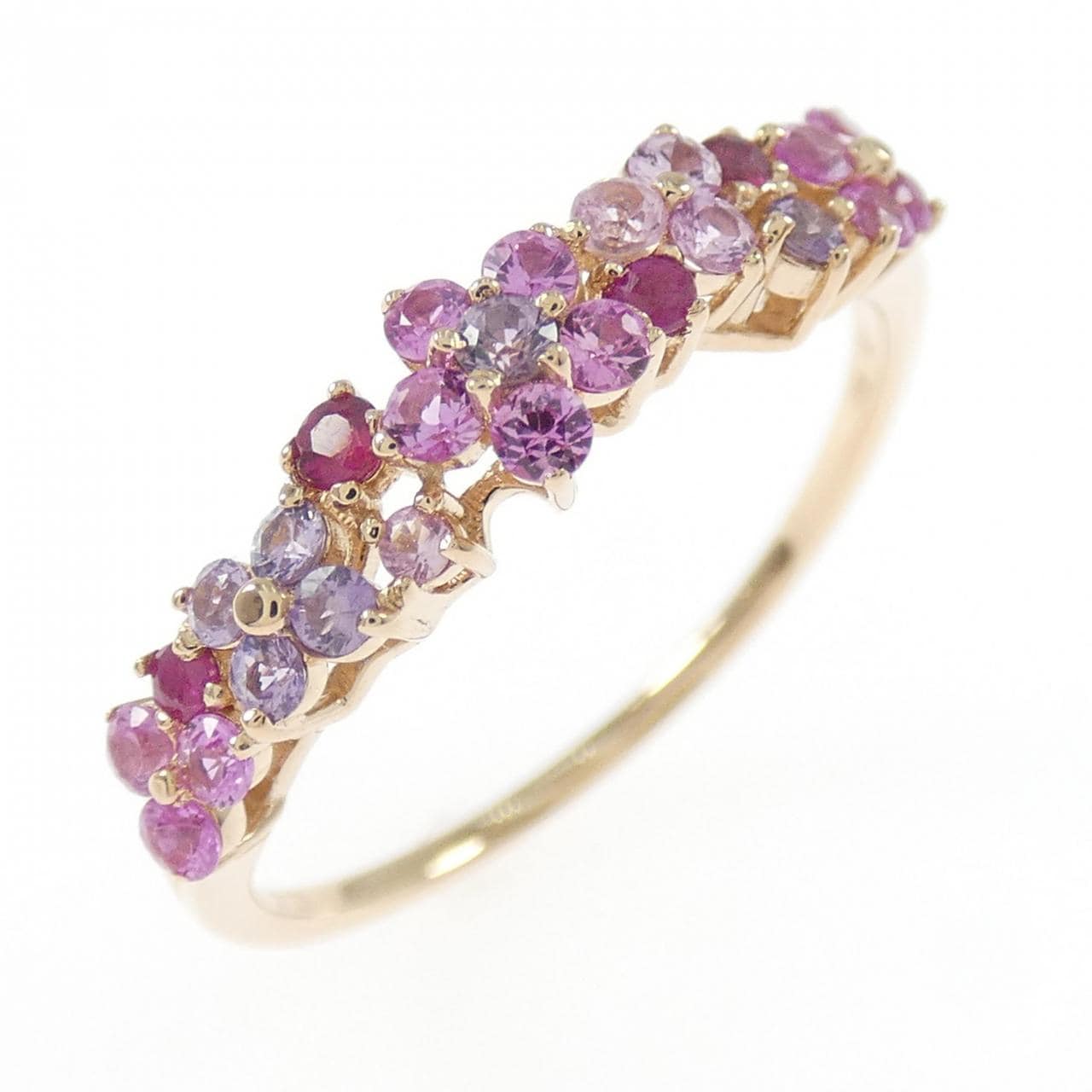 K18PG フラワー ルビー リング