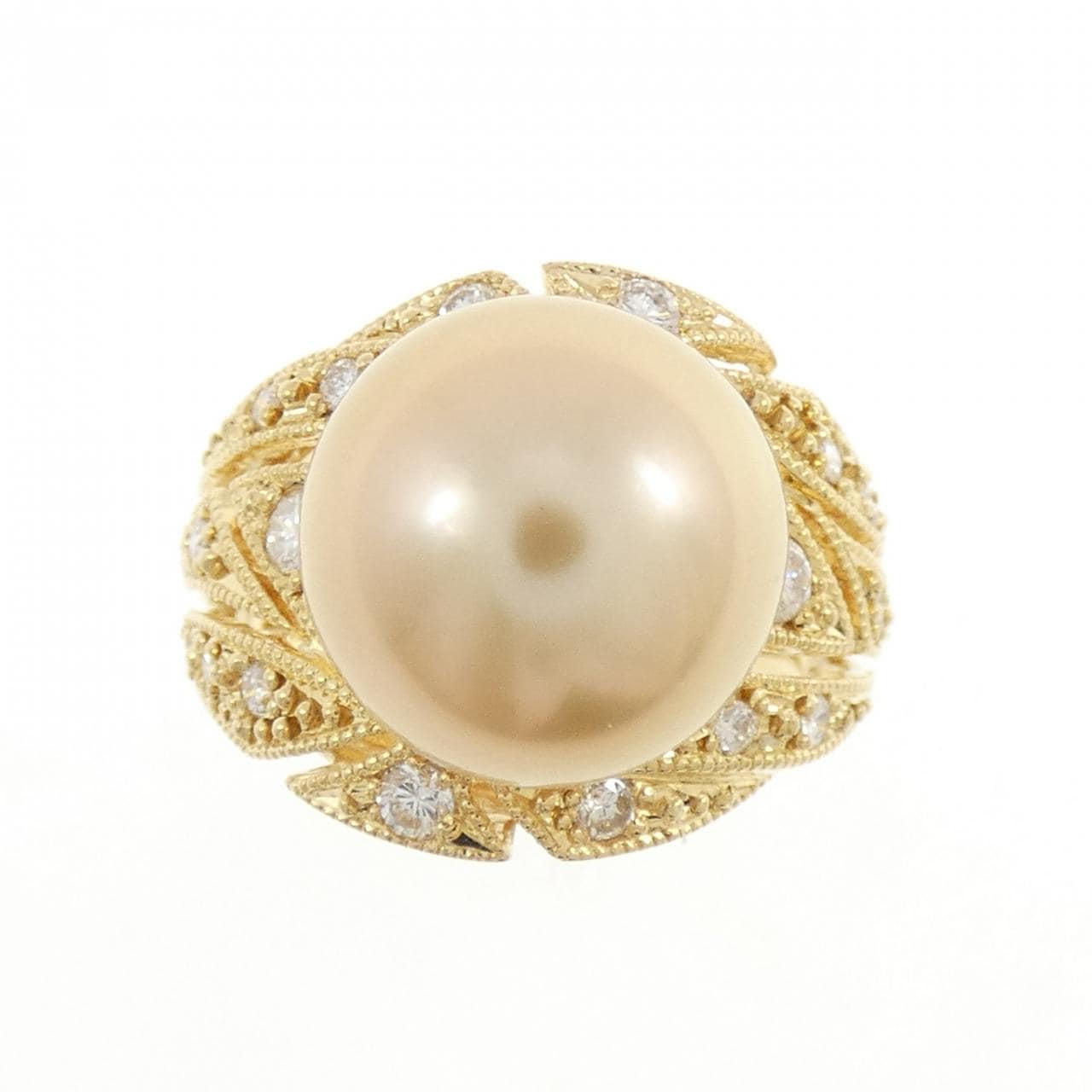 K18YG 白蝶パール リング 12.3mm