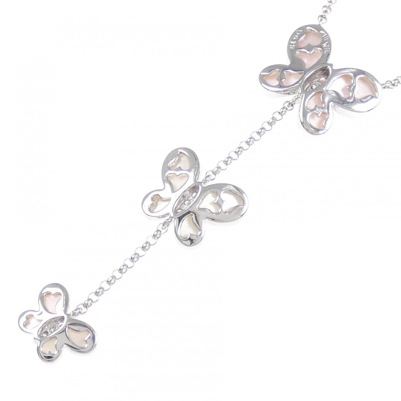 K18WG バタフライ マザーオブパール ネックレス