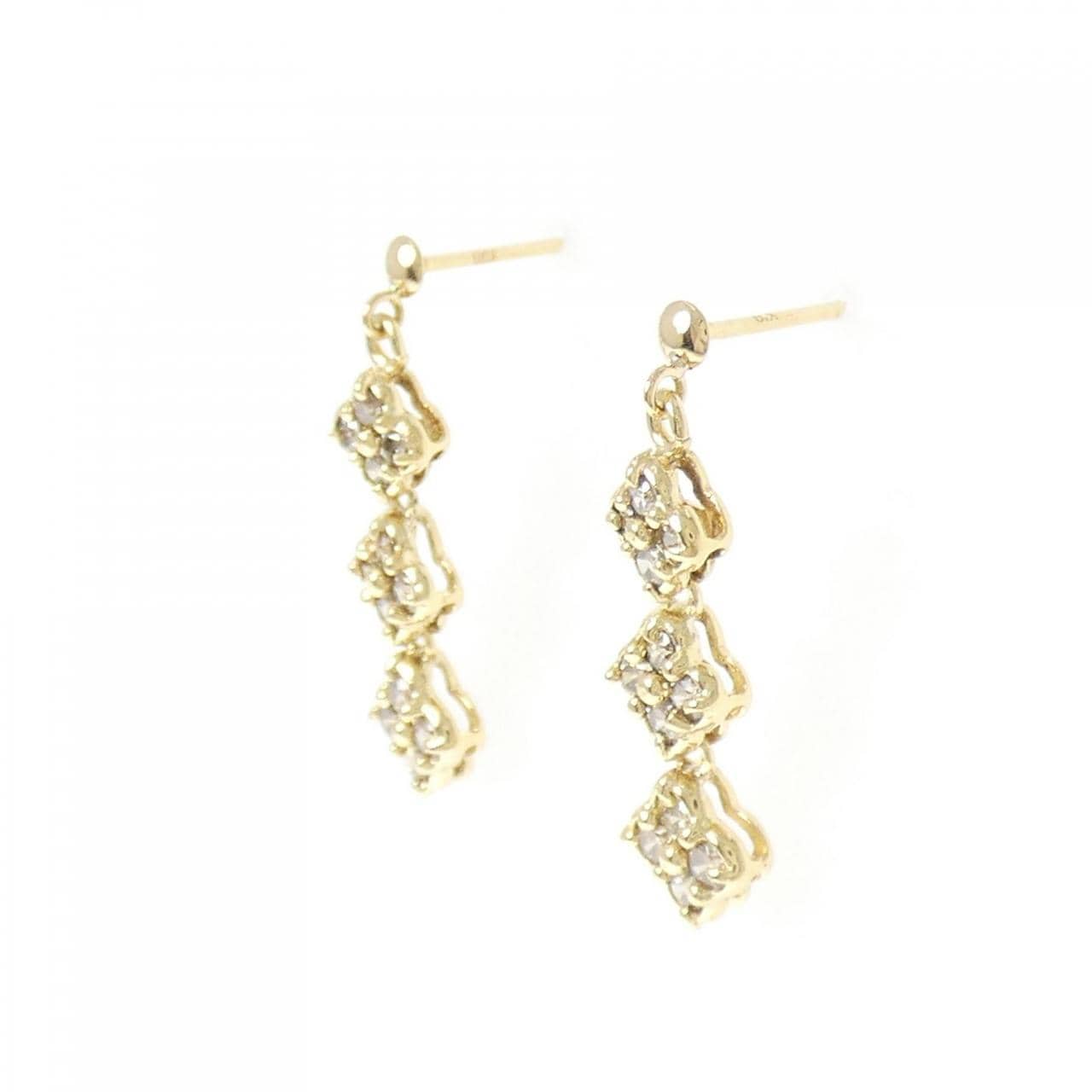 K18YG フラワー ダイヤモンド ピアス 0.60CT