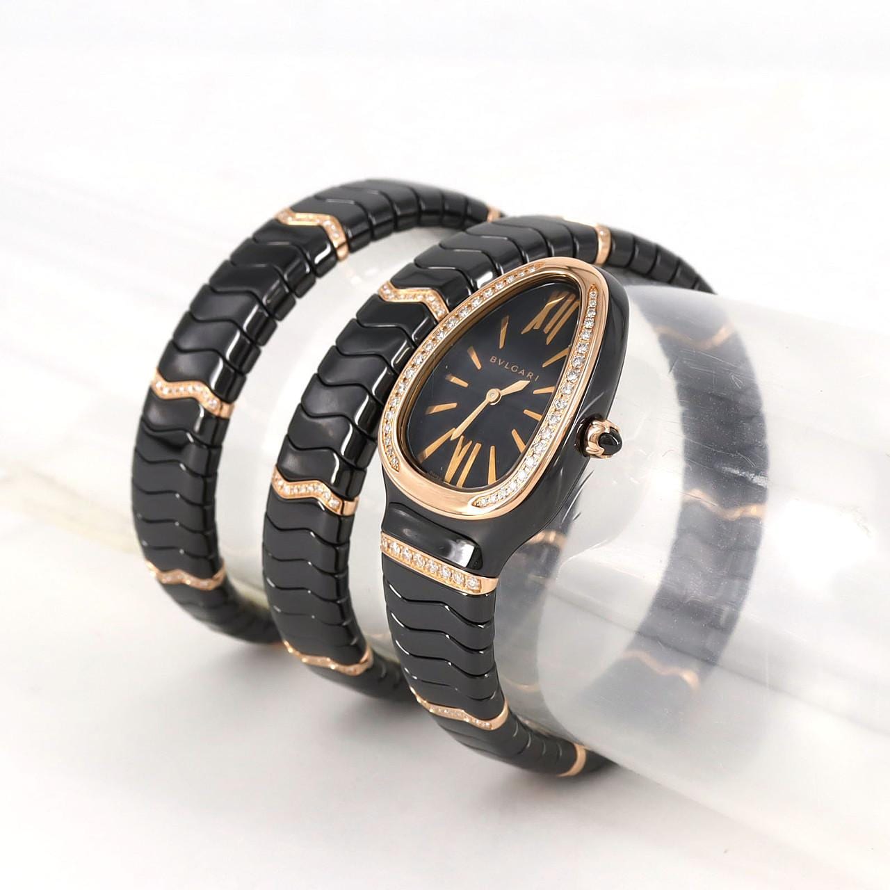 ブルガリ セルペンティスピガ セラミックxPG/D･ブレスD Sサイズ SPC35BG/103199 PG･RG クォーツ