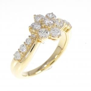 K18YG フラワー ダイヤモンド リング 0.72CT