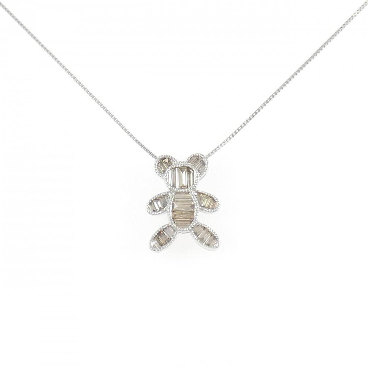 K18WG ベア ダイヤモンド ネックレス 0.47CT