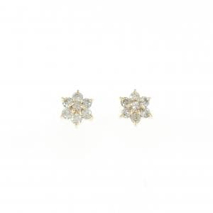 K18YG フラワー ダイヤモンド ピアス 0.30CT
