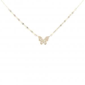 K10YG バタフライ ダイヤモンド ネックレス 0.04CT
