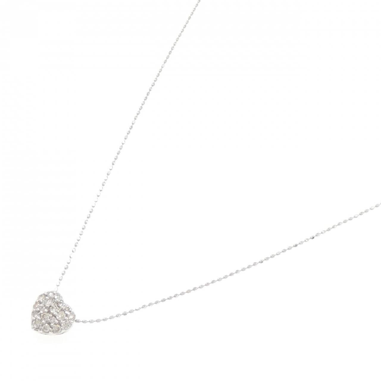 K18WG パヴェ ハート ダイヤモンド ネックレス 0.30CT