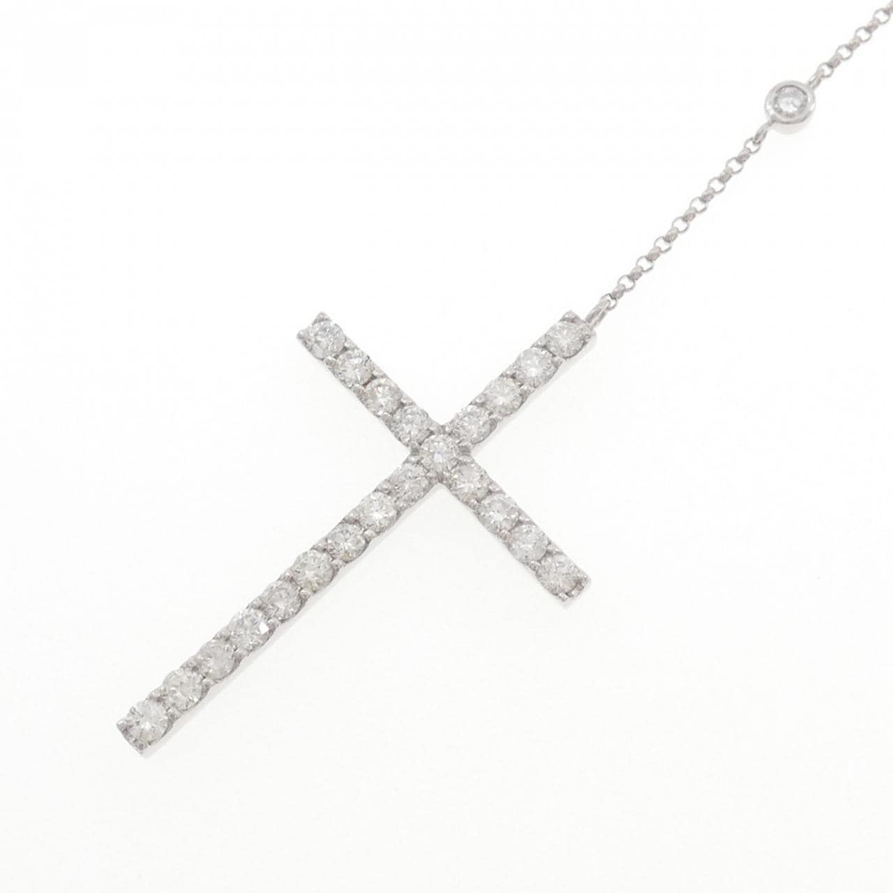 K18WG クロス ダイヤモンド ネックレス 2.00CT