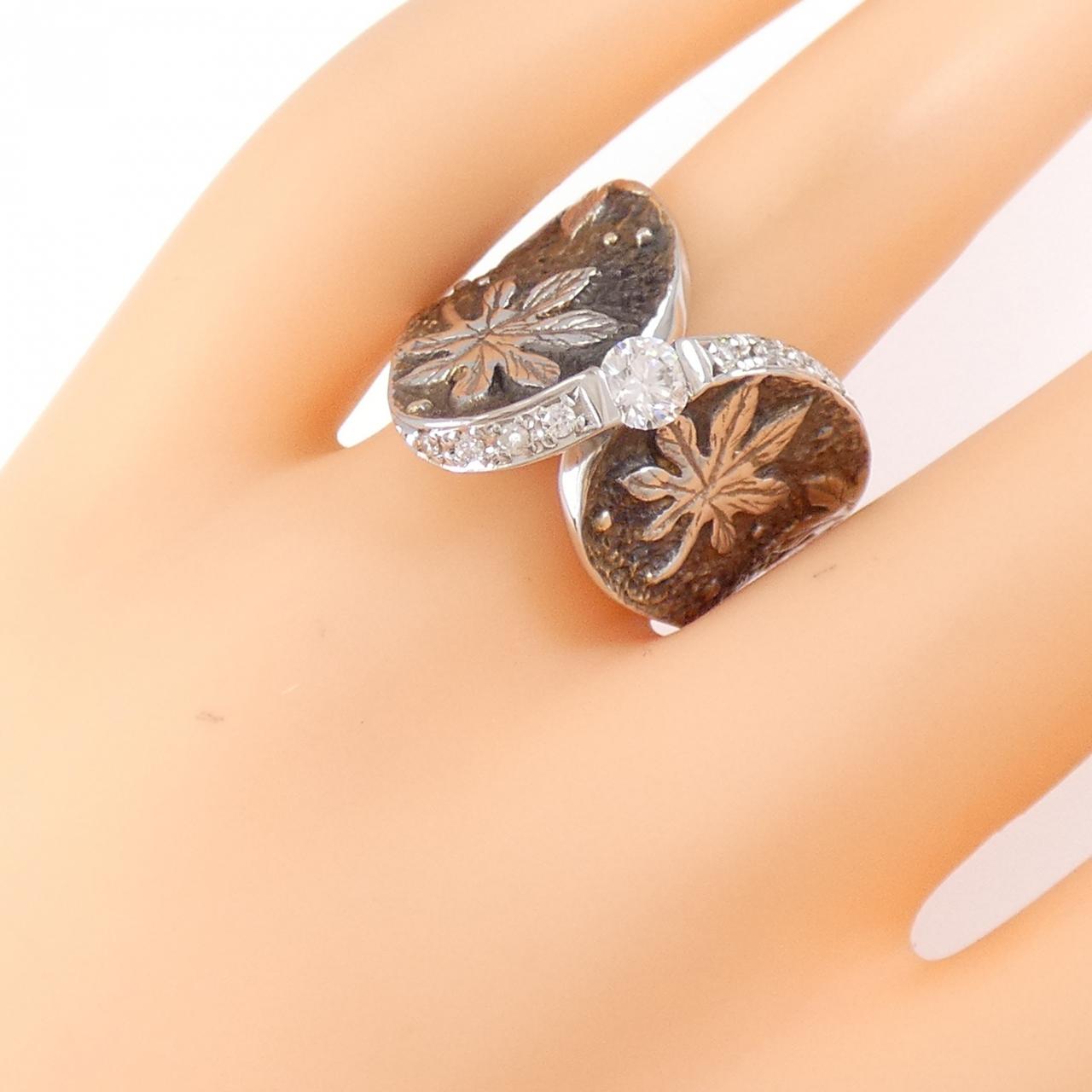 K18WG/K18BG リーフ ダイヤモンド リング 0.30CT