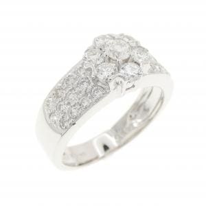 K18WG フラワー ダイヤモンド リング 1.00CT