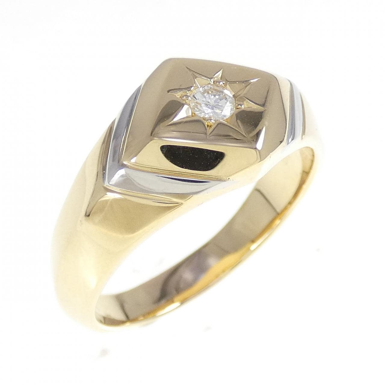 K18YG/PT900 ダイヤモンド リング 0.12CT