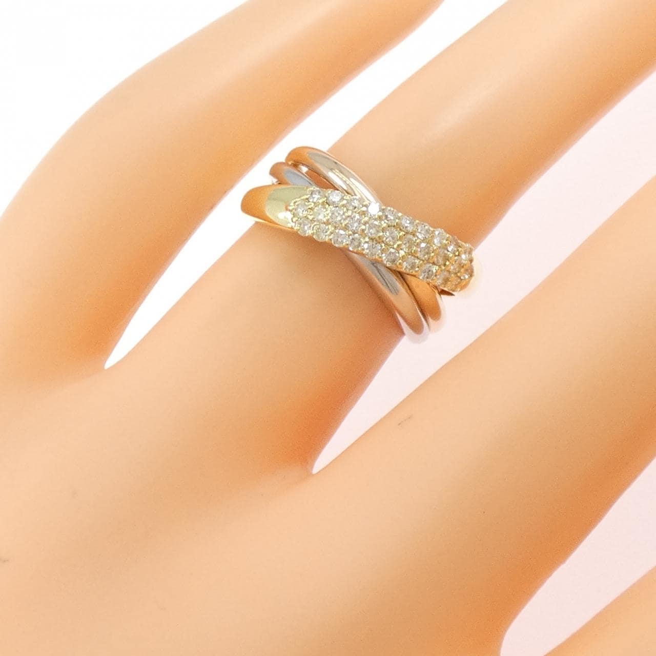 K18YG/PT900/K18PG ダイヤモンド リング 0.31CT