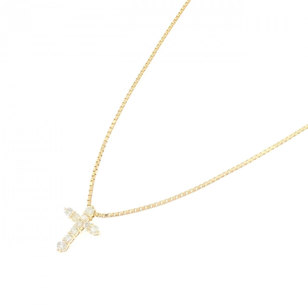 K18YG クロス ダイヤモンド ネックレス 0.50CT