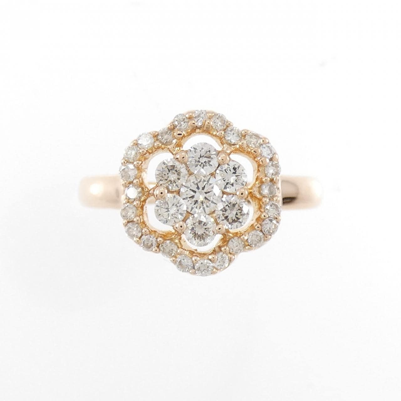 K18PG花朵钻石戒指0.55CT