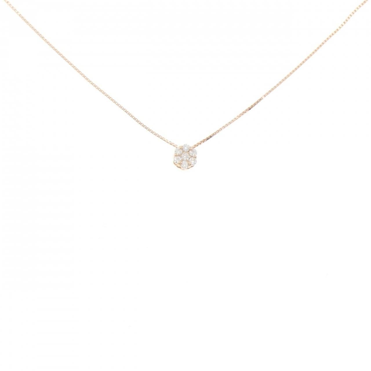 K10PG フラワー ダイヤモンド ネックレス 0.10CT