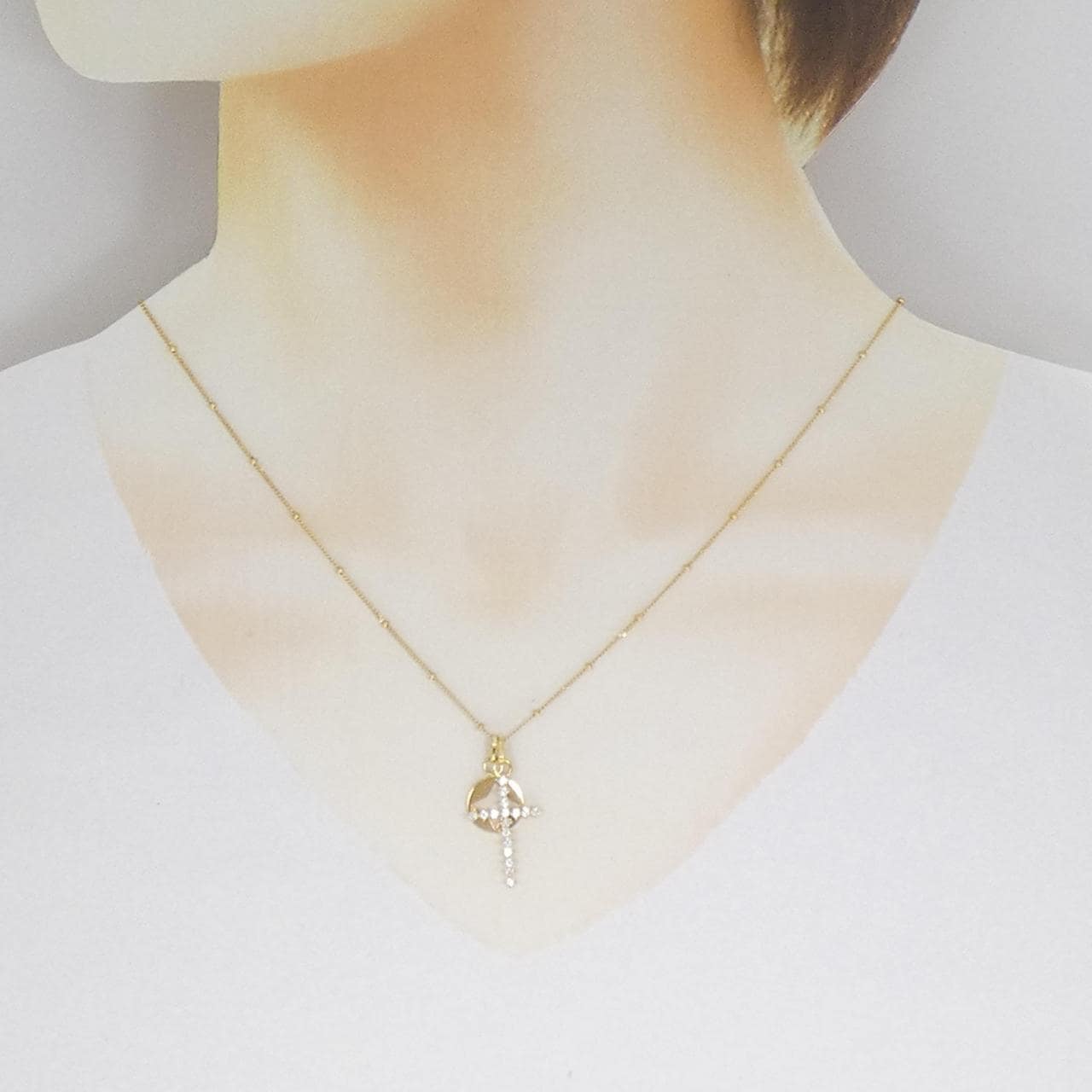 K18YG クロス キュービック ネックレス