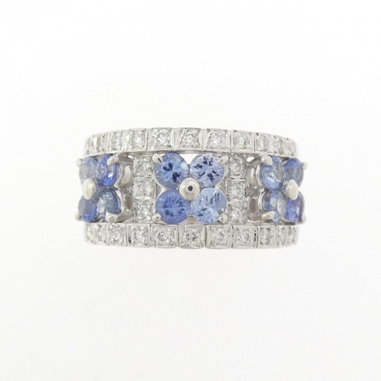 750WG フラワー サファイヤ リング 1.41CT