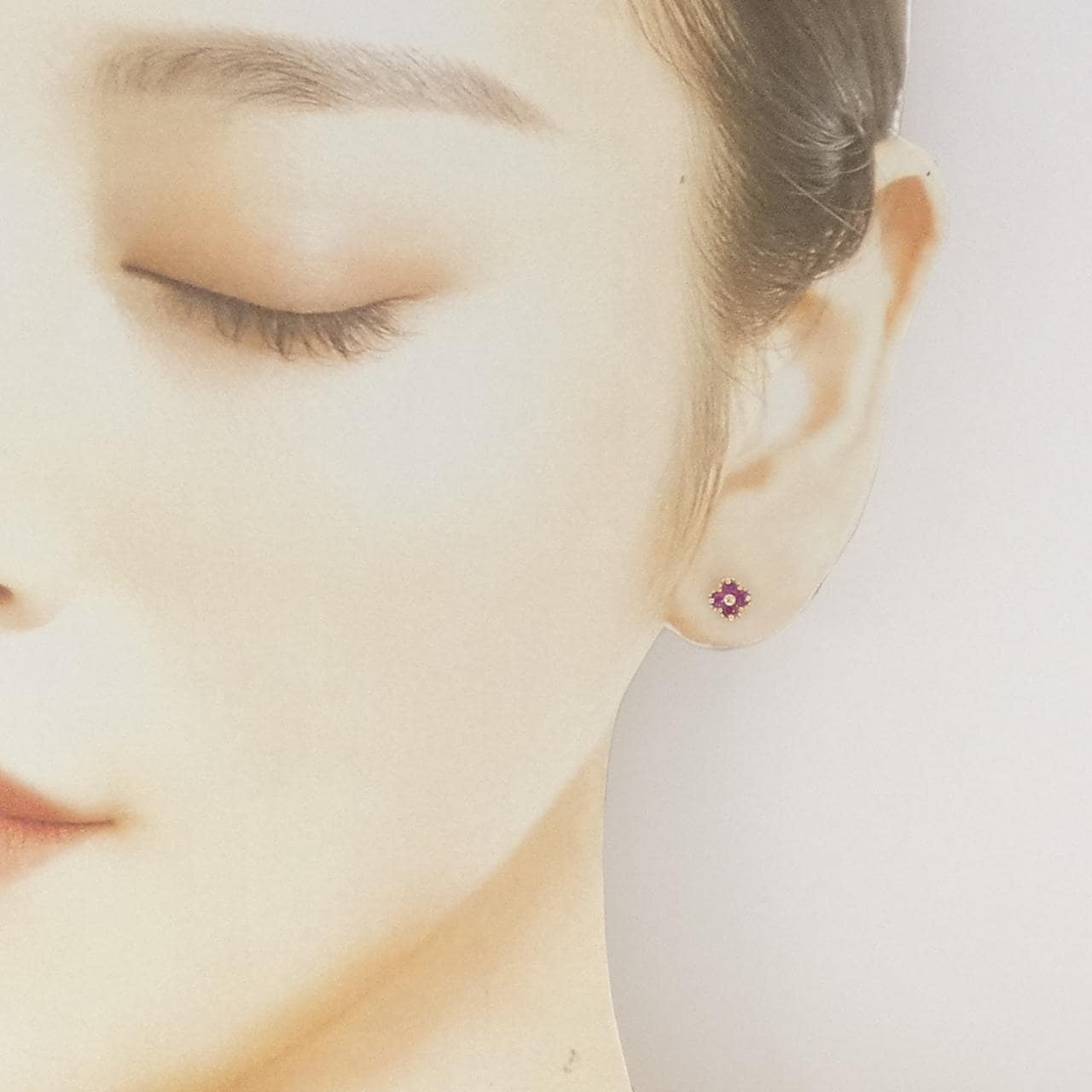 K18PG  フラワー ルビー ピアス 0.30CT