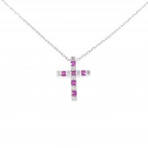 K18WG クロス ルビー ネックレス 0.62CT