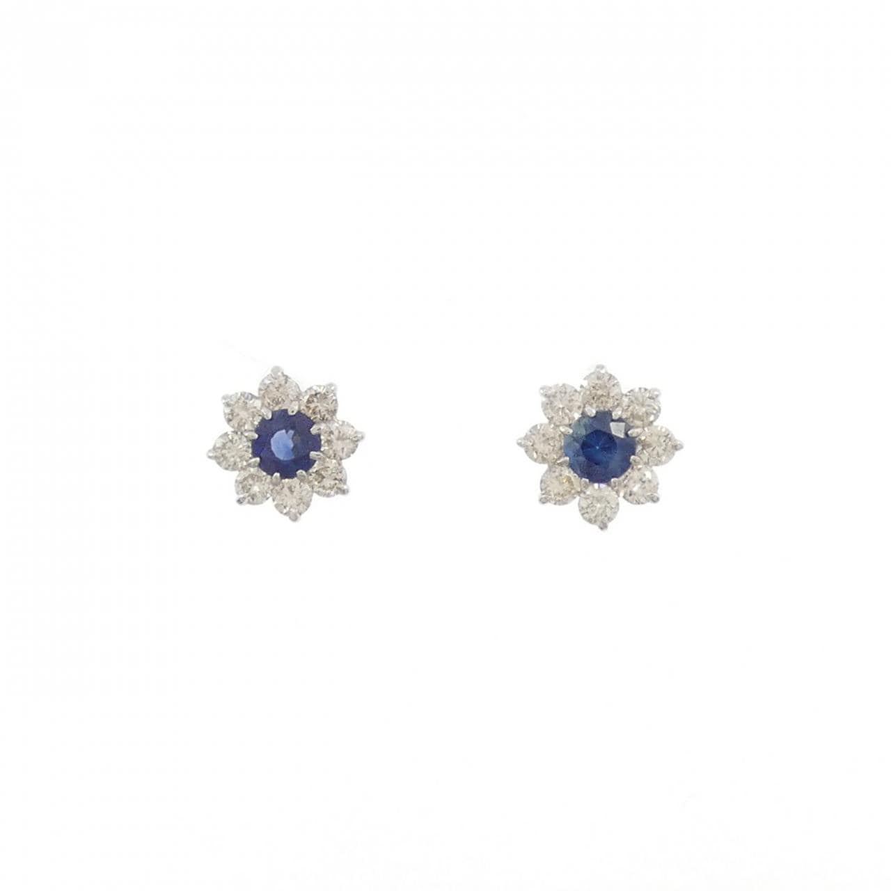 【新品】PT900 フラワー サファイヤ ピアス 0.32CT