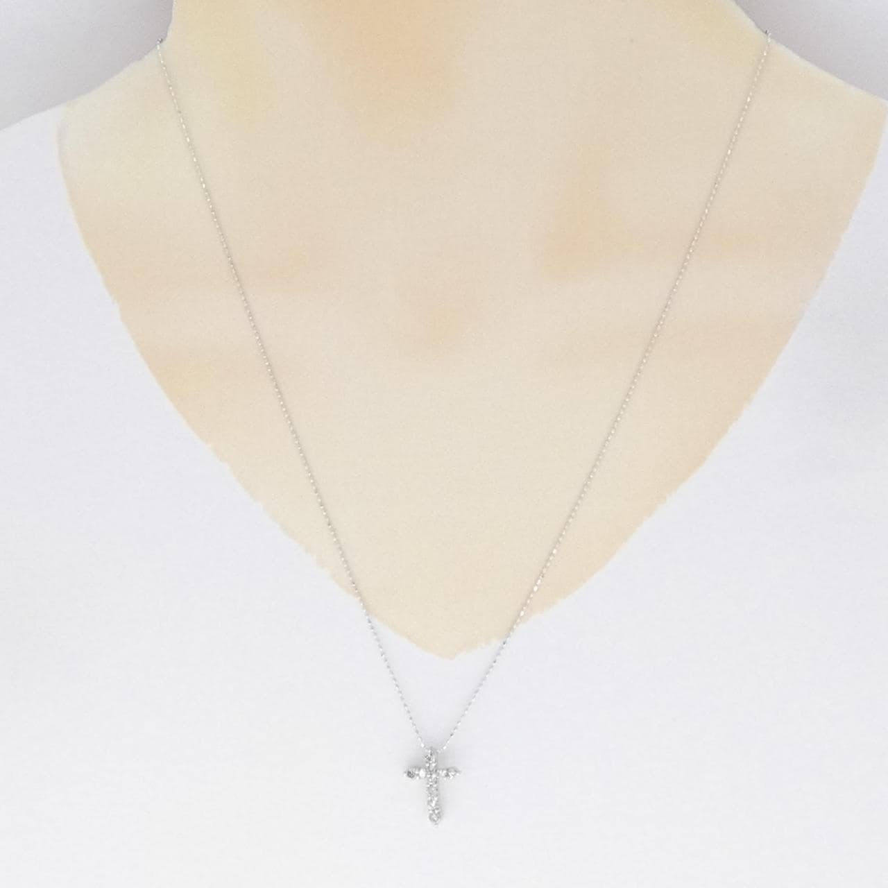 PT/K18WG クロス ダイヤモンド ネックレス 0.50CT