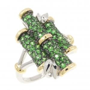 K18スリーカラー バンブー グリーンガーネット リング 0.90CT