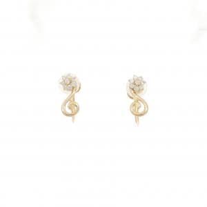 K18YG フラワー ダイヤモンド イヤリング 0.10CT