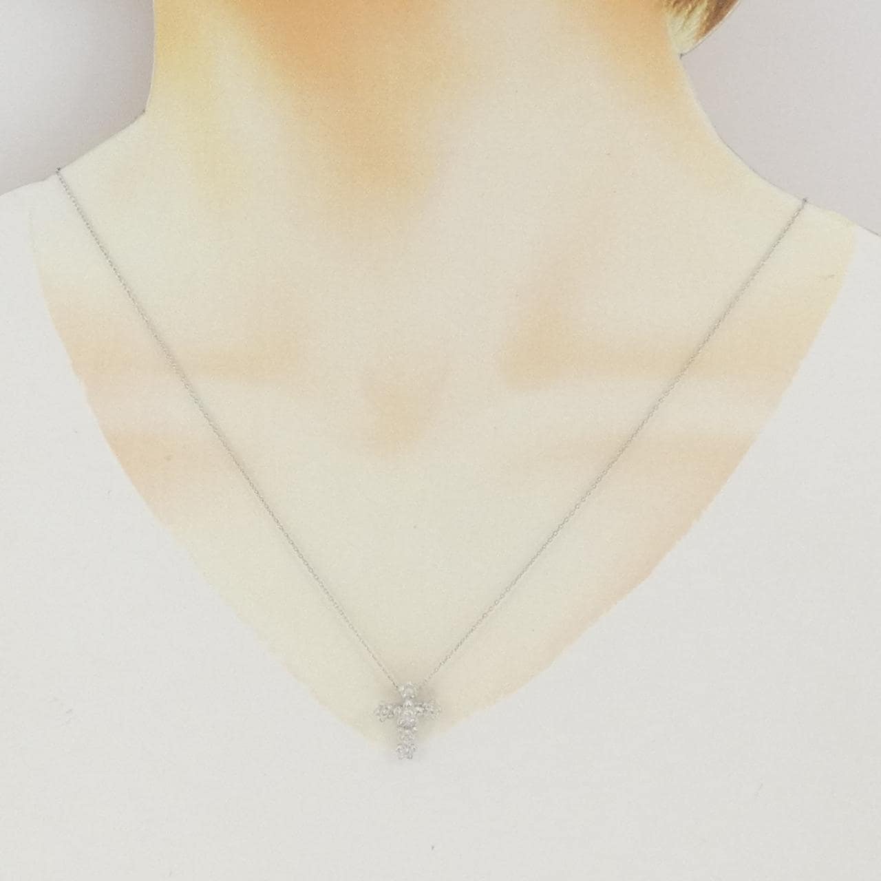 PT900/PT850 フラワー ダイヤモンド ネックレス 0.21CT