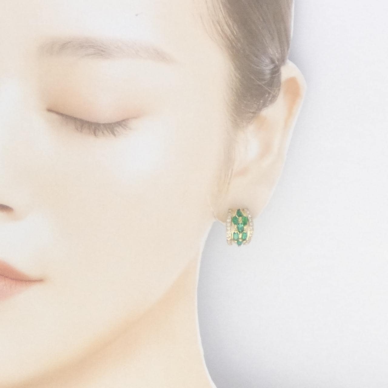 K18YG エメラルド ピアス 1.70CT