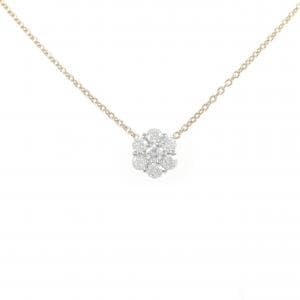 PT900/K18PG フラワー ダイヤモンド ネックレス 0.24CT